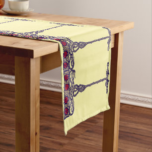 Vintage Art Nouveau Style Rose Bush Frieze Short Table Runner