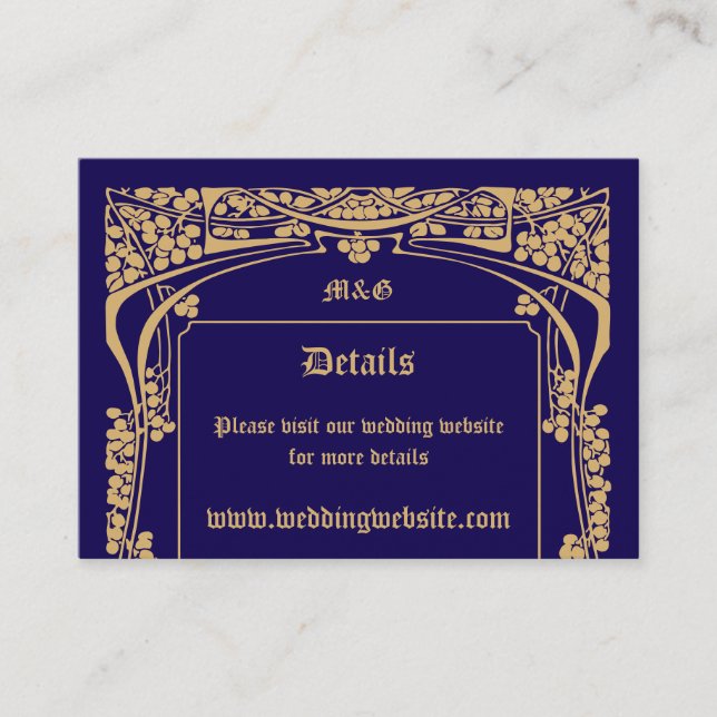 Vintage Art Nouveau Style Wedding Enclosure Card (Front)