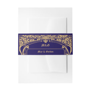 Vintage Art Nouveau Style Wedding Invitation Belly Band