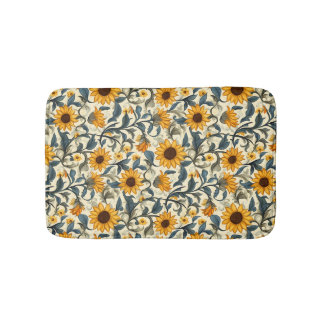 Vintage Art Nouveau Sunflower Pattern Bath Mat