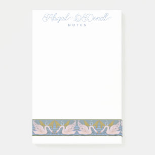 Vintage Art Nouveau Swan Pattern  - Personalised  Post-it Notes