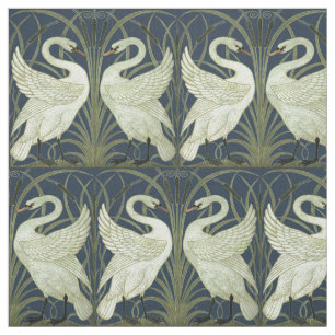 Vintage Art Nouveau Swans by Walter Crane Fabric