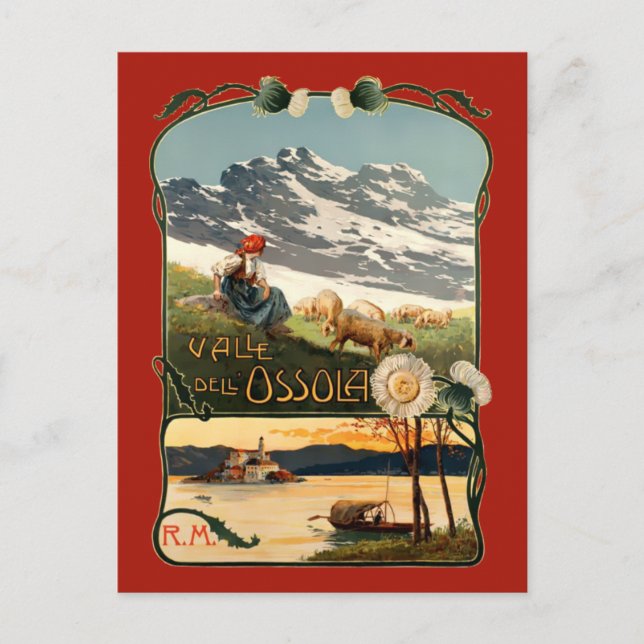 Vintage Art Nouveau Switzerland Travel Tourism Postcard (Front)