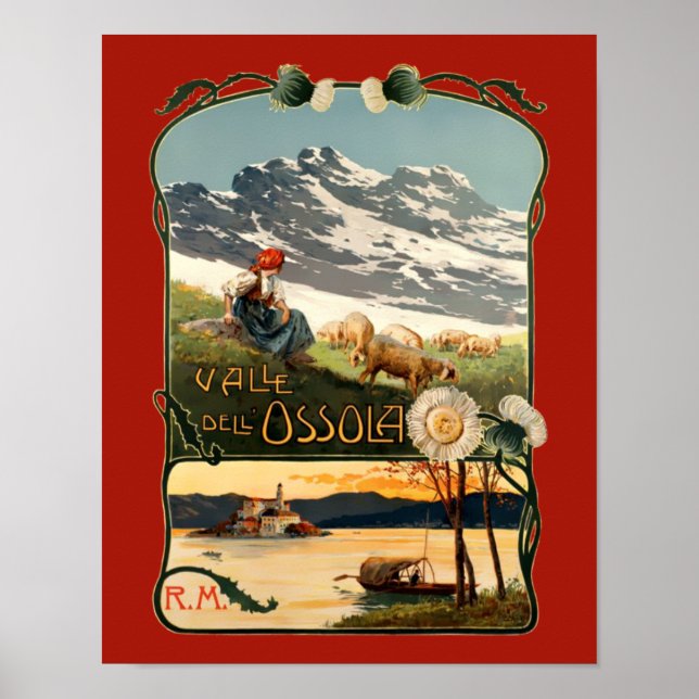 Vintage Art Nouveau Switzerland Travel Tourism Poster (Front)