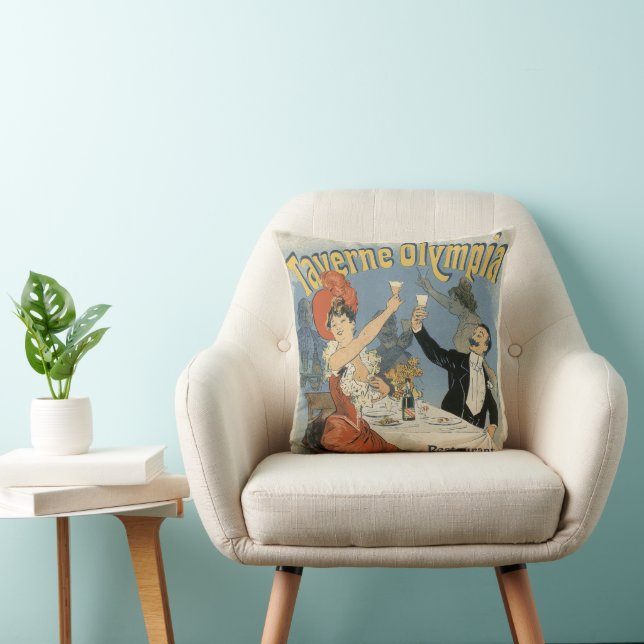 Vintage Art Nouveau, Taverne Olympia Restaurant Cushion (Chair)