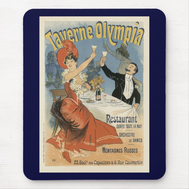 Vintage Art Nouveau, Taverne Olympia Restaurant Mouse Pad (Front)