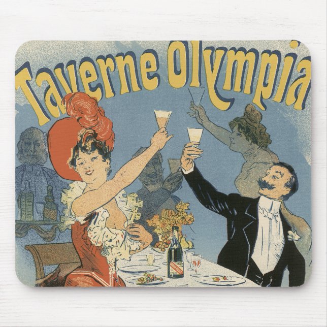 Vintage Art Nouveau, Taverne Olympia Restaurant Mouse Pad (Front)