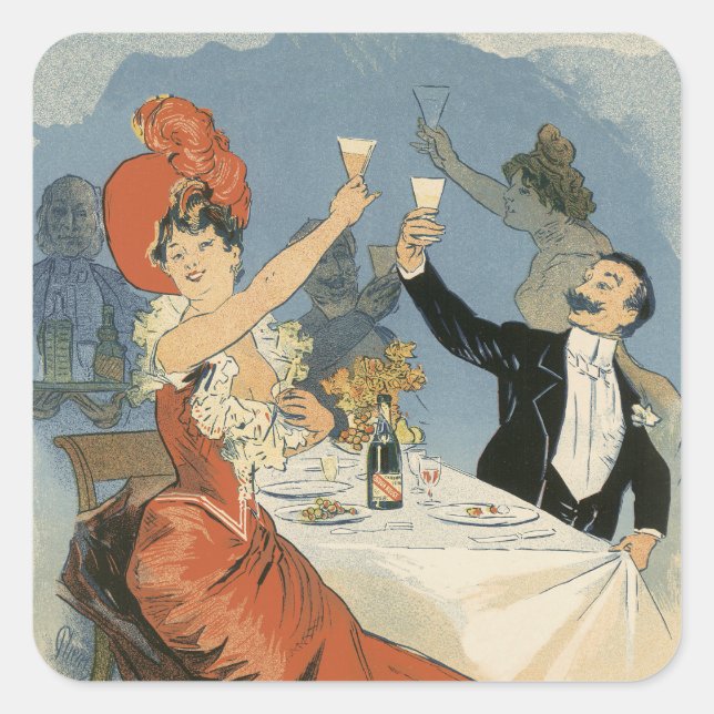 Vintage Art Nouveau, Taverne Olympia Restaurant Square Sticker (Front)