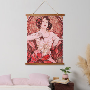 Vintage Art Nouveau "The Ruby" by Alphonse Mucha Hanging Tapestry
