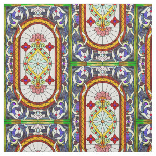 Vintage Art Nouveau Tiffany Stained Glass Fabric