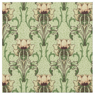 Vintage Art Nouveau Tulip Ornament Pattern Fabric