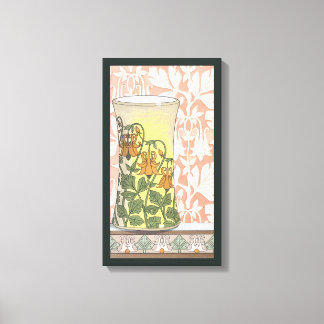 Vintage Art Nouveau, Vase with Columbine Flowers Canvas Print