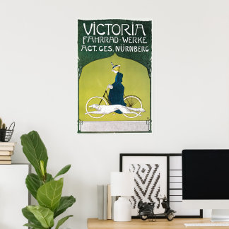 Vintage Art Nouveau, Victoria Fahrrad Werke, Rehm Poster