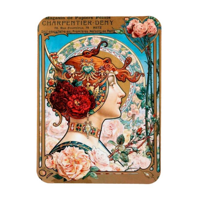 Vintage Art Nouveau Wallpaper Magnet (Vertical)