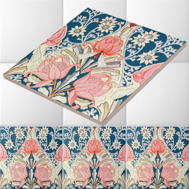 Vintage Art Nouveau Waratah & Flannel Pattern Tile (Creator Uploaded)