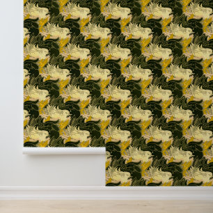 Vintage Art Nouveau Water Birds Pattern Wallpaper