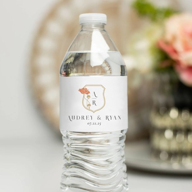 Vintage Art Nouveau Water Bottle Label (Vintage Art Nouveau Water Bottle Label with monogram)