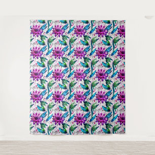 Vintage Art Nouveau Watercolor Floral Tapestry