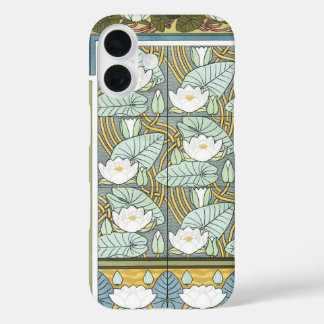 Vintage Art Nouveau, Waterlily Garden Flowers iPhone 16 Case