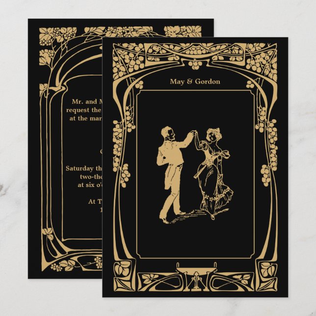 Vintage Art Nouveau Wedding Invitation 2 (Front/Back)
