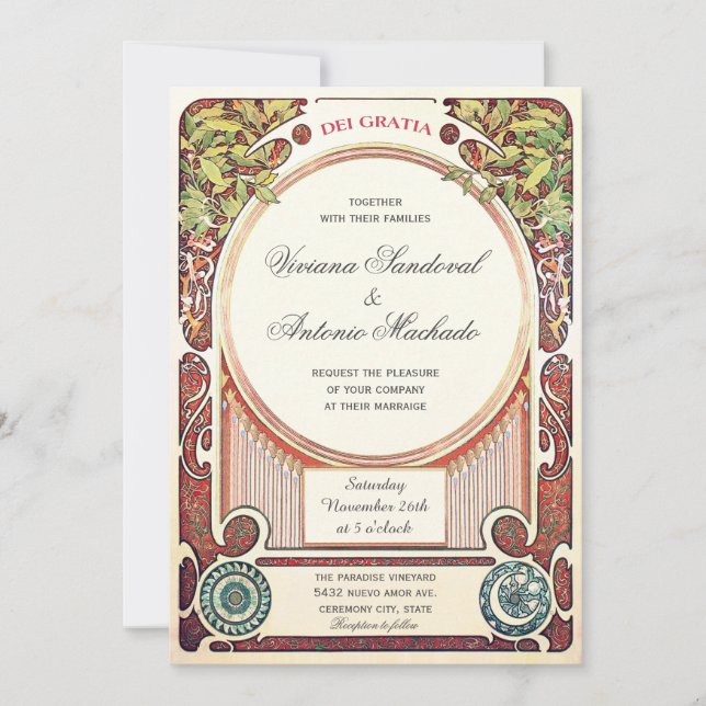 Vintage Art Nouveau Wedding Invitations I (Front)