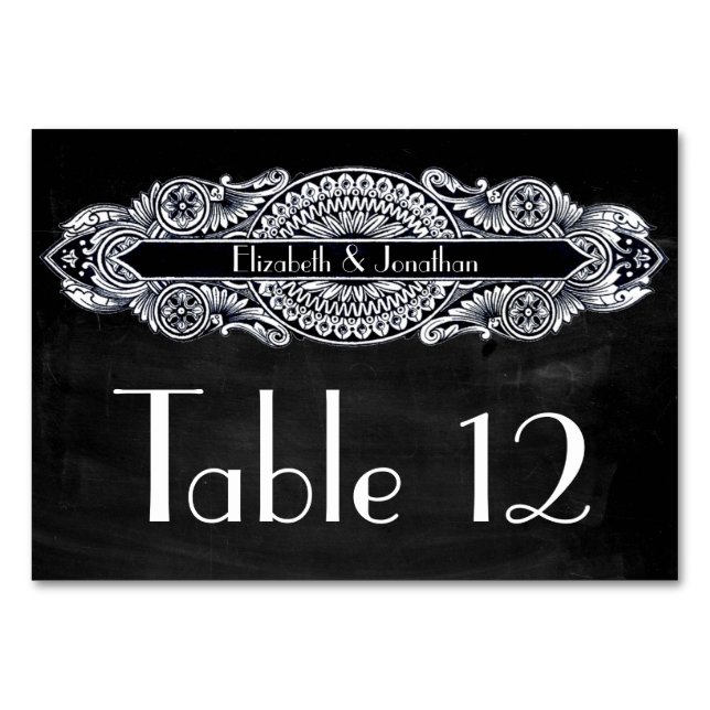 Vintage Art Nouveau Wedding Table Number (Front)