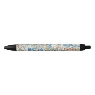 Vintage Art Nouveau Wild Geranium Floral Pattern Black Ink Pen
