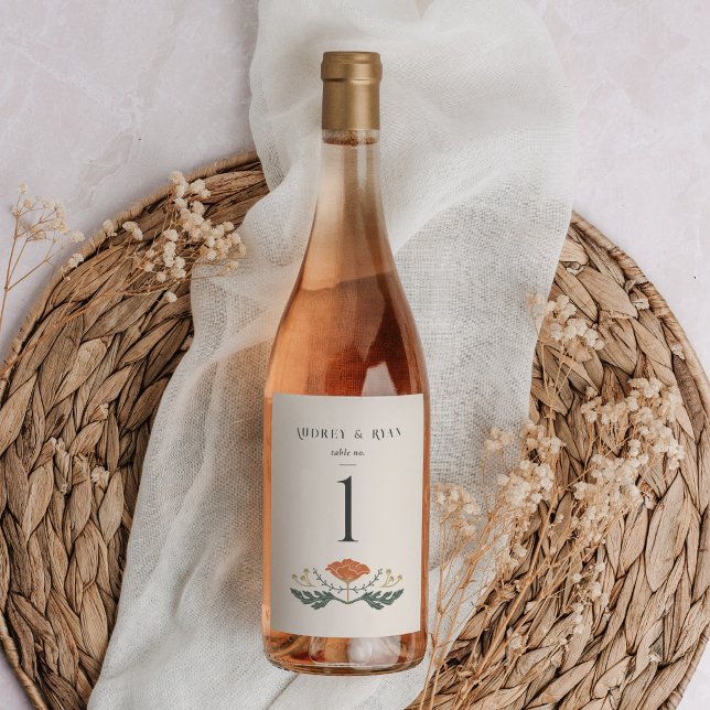 Vintage Art Nouveau Wine Bottle Table Number Label (Vintage Art Nouveau Wine Bottle Table Number)