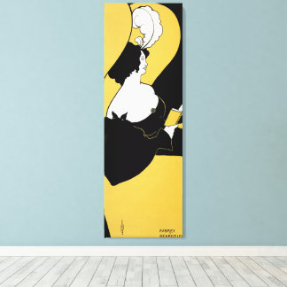Vintage Art Nouveau, Woman Reading a Yellow Book Canvas Print