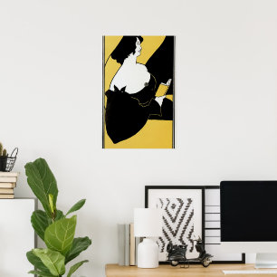 Vintage Art Nouveau, Woman Reading a Yellow Book Poster