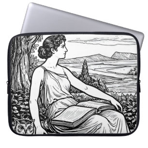 Vintage Art Nouveau Woman Reading Under Tree Laptop Sleeve