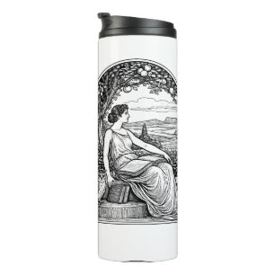 Vintage Art Nouveau Woman Reading Under Tree Thermal Tumbler