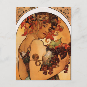 Vintage Art Nouveau Woman With Fruit Postcard