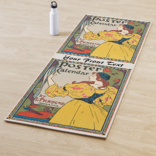 Vintage Art Nouveau Woman Yellow Dress Poster Yoga Mat