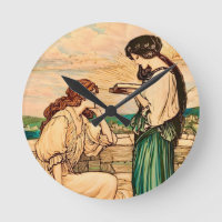 Vintage Art Nouveau Women Reading by the Sea