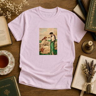 Vintage Art Nouveau Women Reading by the Sea  T-Shirt