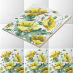 Vintage Art Nouveau Yellow Poppies Frieze Pattern Tile<br><div class="desc">This is a digitally enhanced print of an antique 1900 to 1915 Art Nouveau yellow poppy flowers frieze pattern. You can customise the background colour.</div>