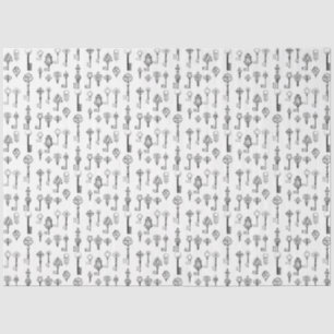 Vintage Art of Antique Victorian Era Keys Pattern Tissue Paper