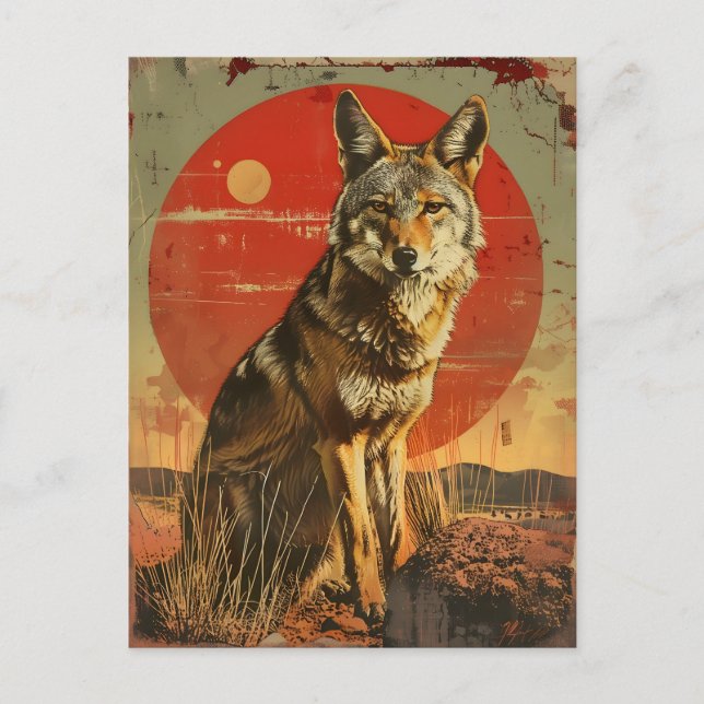 Vintage Art of the Coyote Postcard (Front)
