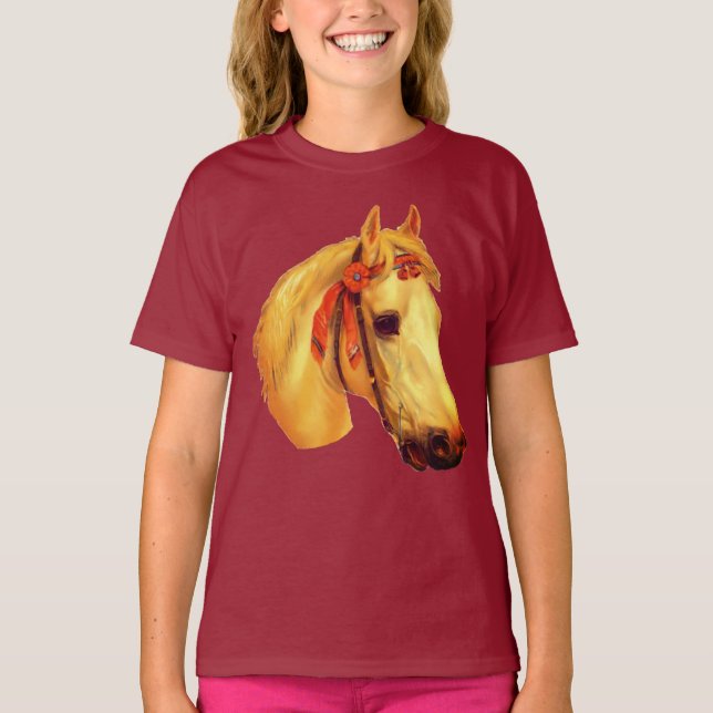 Vintage Art Palomino Horse T-Shirt (Front)