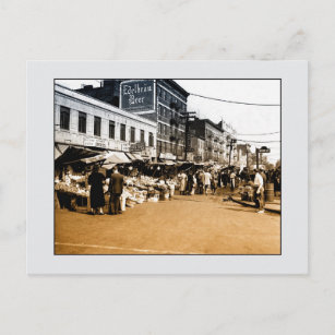 Vintage art photo: 1940 Italian Market, Bronx NYC Postcard