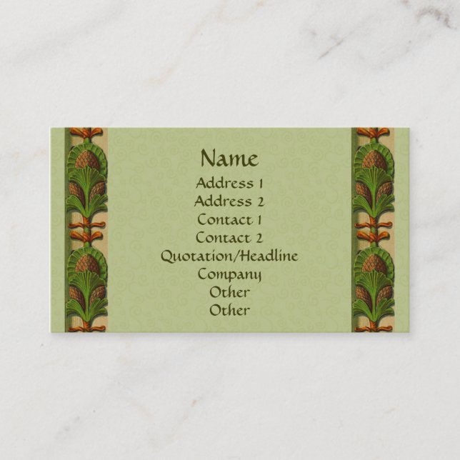 Vintage Art Pineapple Border Design Business Card (Front)