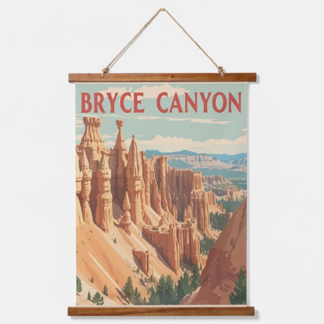Vintage art poster of Bryce Canyon. Hanging Tapestry (Front)