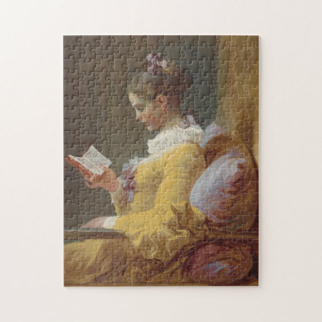 Vintage Art Puzzle of "A Young Girl Reading" by Je (Vertical)