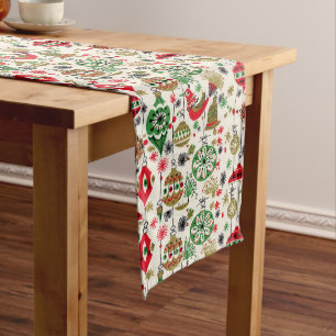 Vintage Art, Retro Christmas, Ornaments Medium Table Runner
