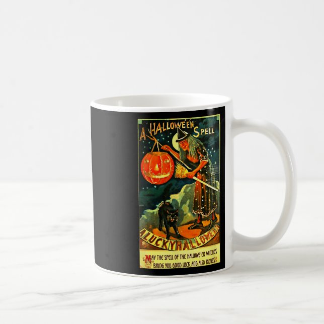 Vintage Art Retro Halloween Witch  Coffee Mug (Right)