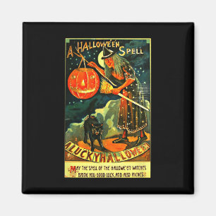 Vintage Art Retro Halloween Witch Magnet