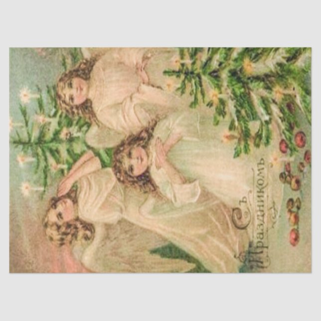 Vintage Art Russian Christmas Angels Tissue Paper (Front)