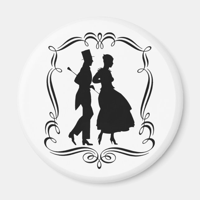 Vintage Art Silhouette Elegant Man Woman Magnet (Front)