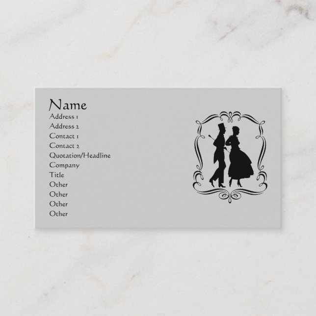 Vintage Art Silhouettes Man Woman Business Card (Front)